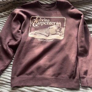 Sabrina Carpenter merch crewneck short and sweet tour brown